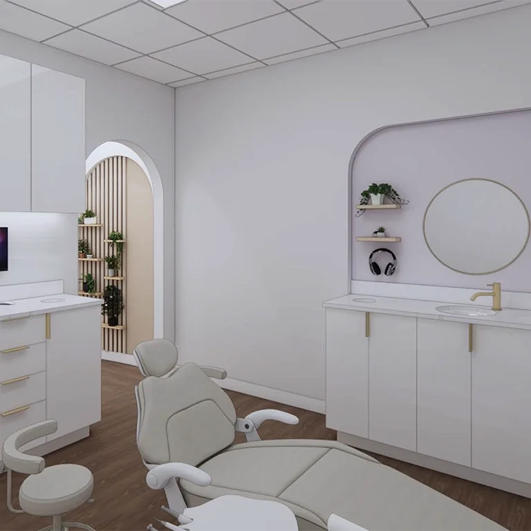 sera dental interior treatment room chair rendering